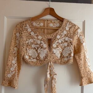 For Love And Lemons Beige and White Lace Blouse